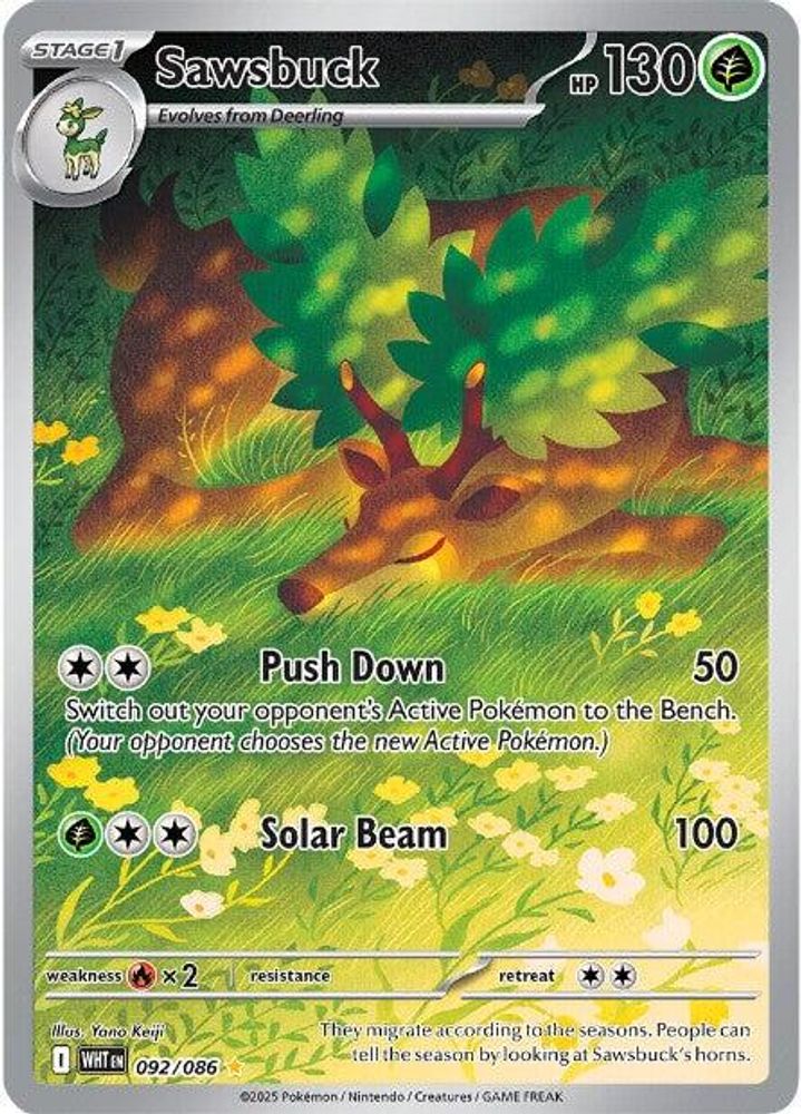 Sawsbuck 092/086 Holo Illustration Rare White Flare Pokemon Near Mint