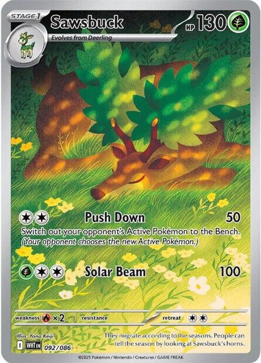Sawsbuck 092/086 Holo Illustration Rare White Flare Pokemon Near Mint