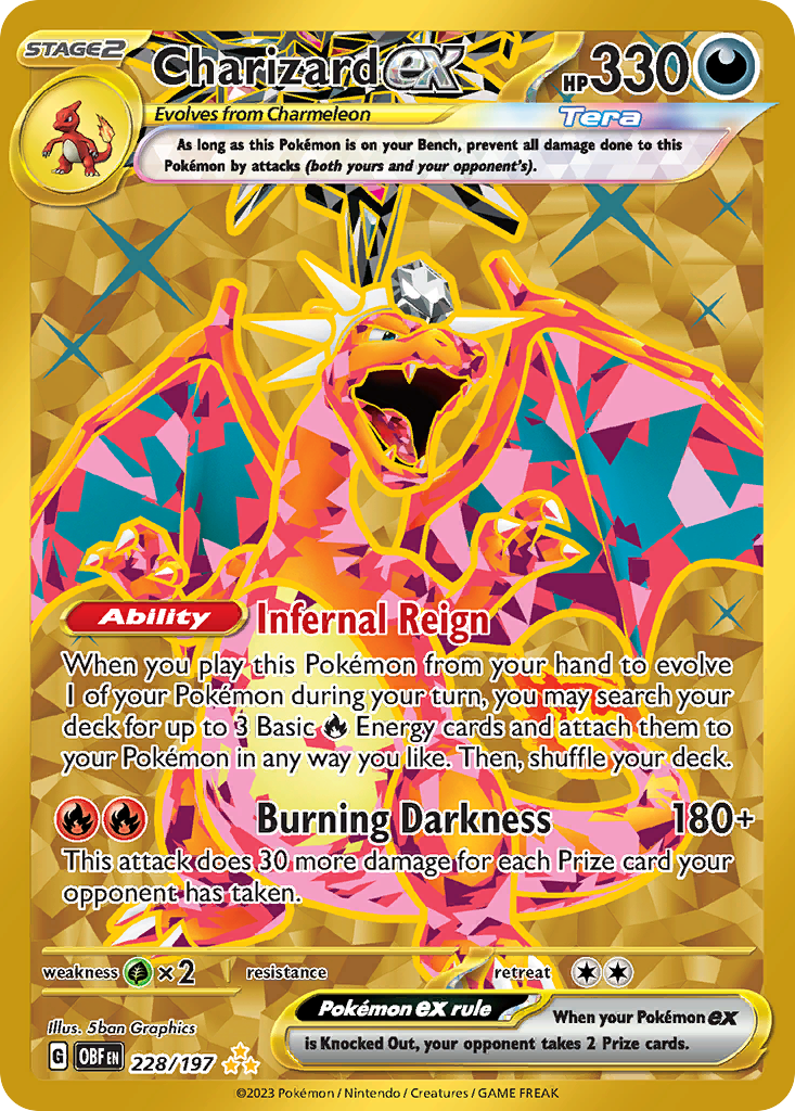 Charizard ex 228/197 Hyper Rare Obsidian Flames Pokemon Near Mint