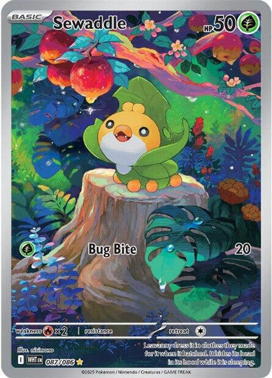 Sewaddle 087/086 Illustration Rare White Flare Pokemon Holo Near Mint
