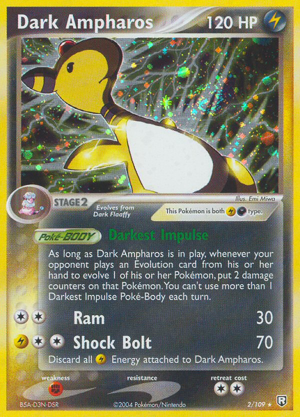 Dark Ampharos 2/109 Holo Rare Team Rocket Returns Pokemon Lightly Played