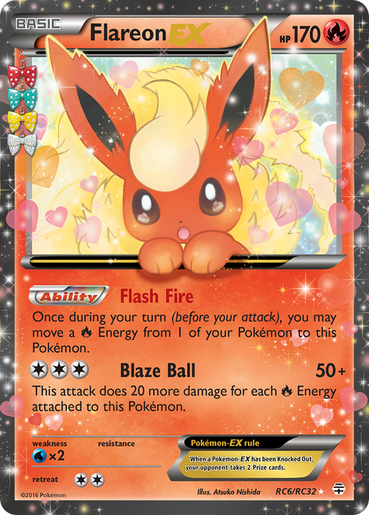 Flareon EX RC6/RC32 Holo EX Rare Generations Pokemon Holo Lightly Played