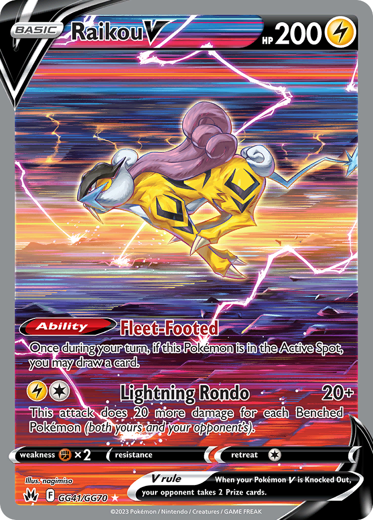 Raikou V GG41/GG70 Holo V Rare Crown Zenith Galarian Gallery Pokemon Near Mint