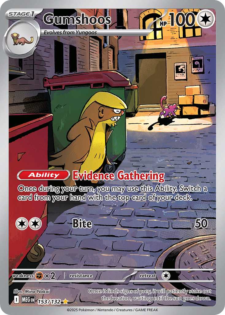Gumshoos 153/132 Illustration Rare Mega Evolution Pokemon Near Mint
