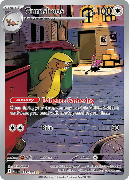 Gumshoos 153/132 Illustration Rare Mega Evolution Pokemon Near Mint