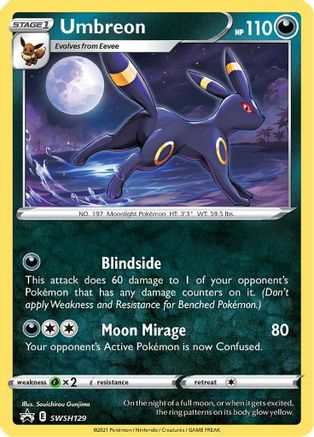 Umbreon SWSH129 Holo Promo Sword & Shield Promo Pokemon Near Mint