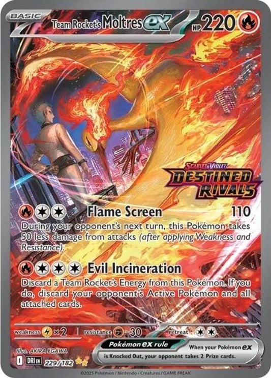 Team Rocket's Moltres ex (Destined Rivals Stamp) 229/182 Holo Pokemon NM