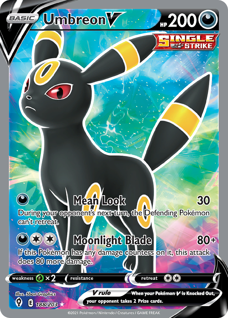 Umbreon V 188/203 Ultra Rare Evolving Skies Pokemon Near Mint