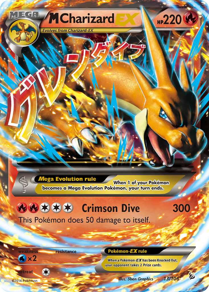M Charizard EX 13/106 Holo EX Rare Flashfire Pokemon Near Mint
