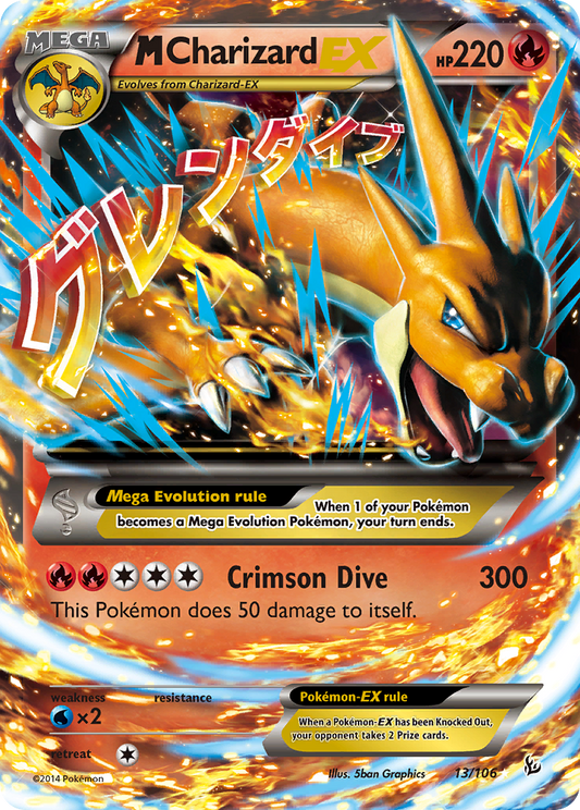 M Charizard EX 13/106 Holo EX Rare Flashfire Pokemon Near Mint