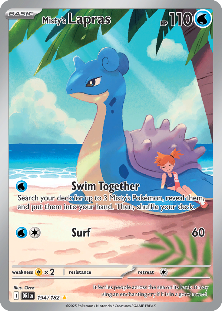 Misty's Lapras 194/182 Illustration Rare Destined Rivals Pokemon Near Mint