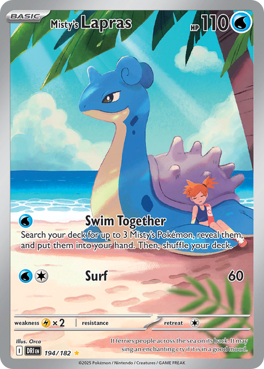 Misty's Lapras 194/182 Illustration Rare Destined Rivals Pokemon Near Mint