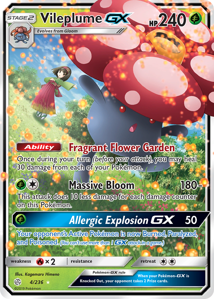 Vileplume GX 4/236 Holo GX Rare Cosmic Eclipse Pokemon Near Mint