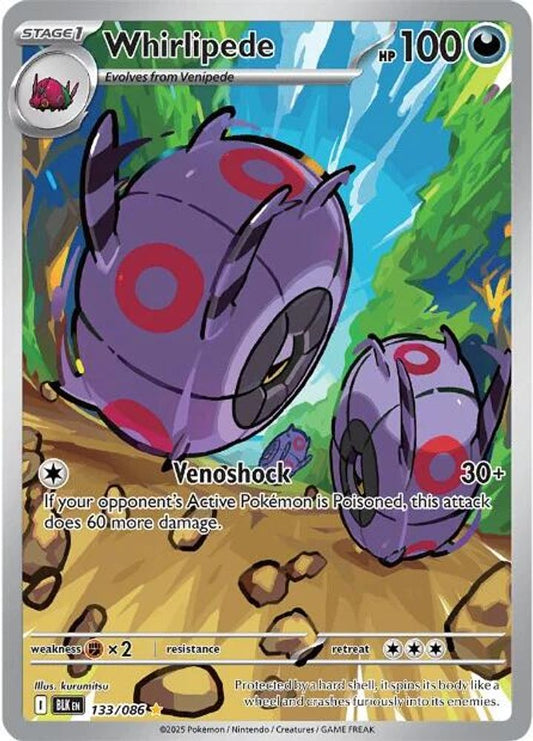 Whirlipede 133/086 Holo Illustration Rare Black Bolt Pokemon Near Mint