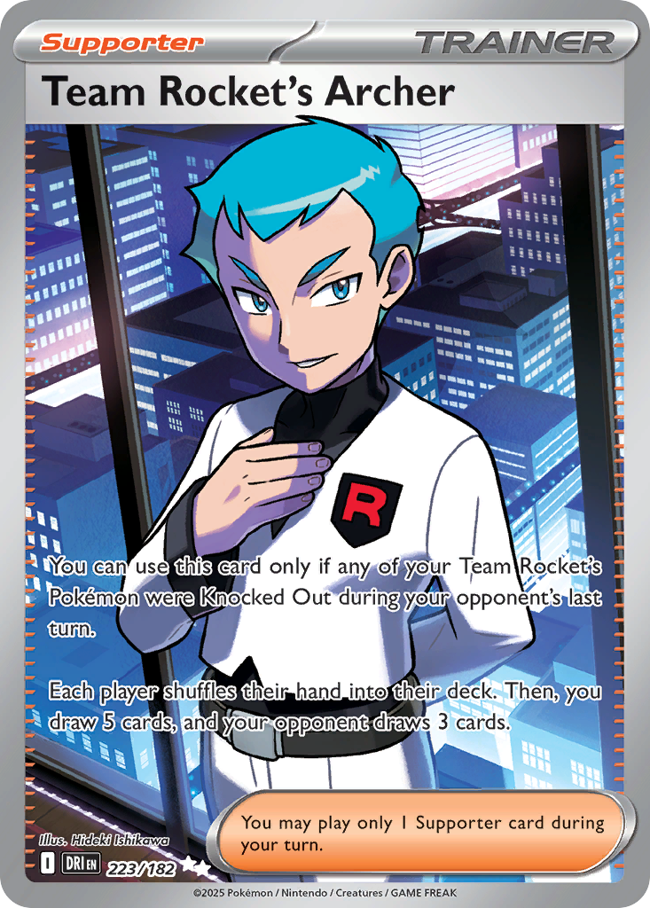 Team Rocket's Archer 223/182 Ultra Rare Destined Rivals Pokemon Near Mint