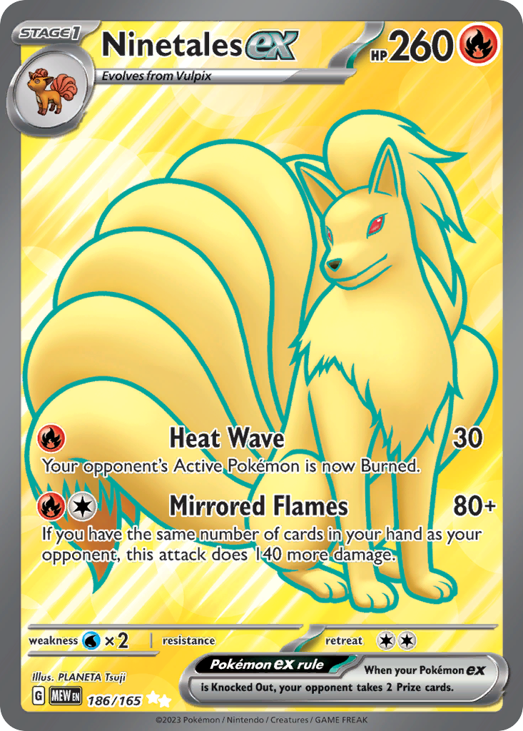 Ninetales ex 186/165 Ultra Rare 151 Pokemon Near Mint