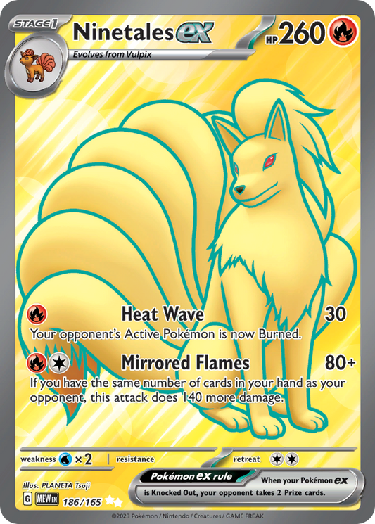Ninetales ex 186/165 Ultra Rare 151 Pokemon Near Mint