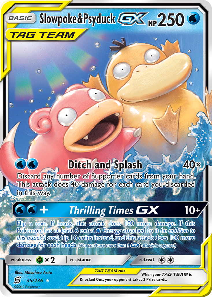 Slowpoke & Psyduck GX 35/236 Holo Ultra Rare Unified Minds Pokemon Near Mint