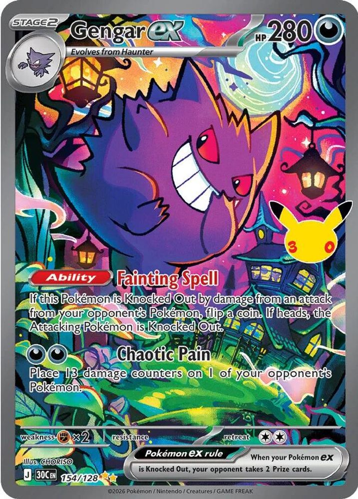 Gengar ex 154/128 Holo Special Illustration Rare ME: 30th Celebration Pokemon NM