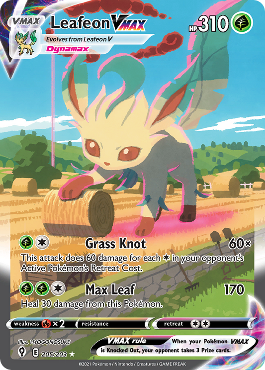 Leafeon VMAX 205/203 Rainbow Rare Evolving Skies Pokemon Near Mint