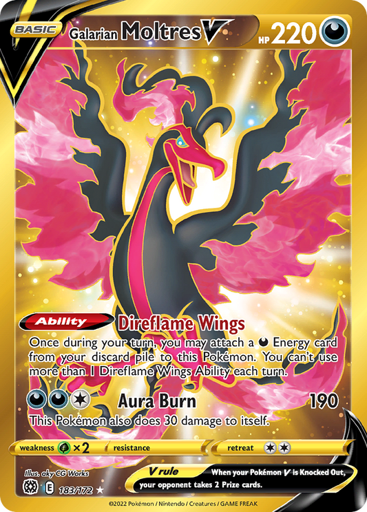 Galarian Moltres V 183/172 Secret Rare Brilliant Stars Pokemon Holo Near Mint