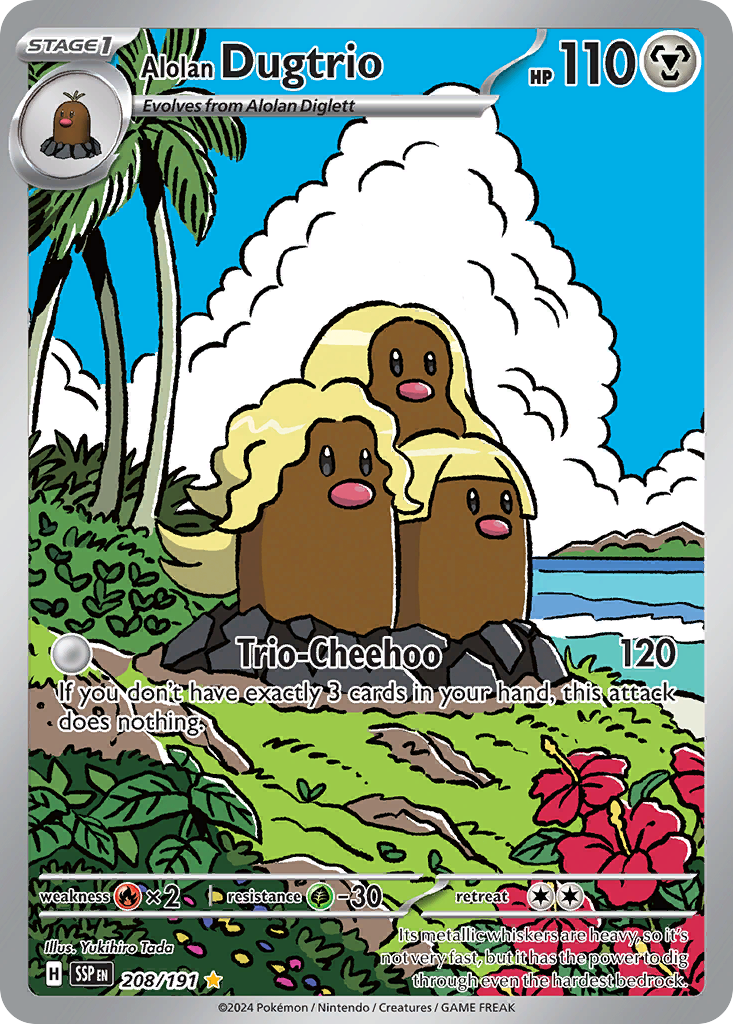 Alolan Dugtrio 208/191 Illustration Rare Surging Sparks Pokemon Near Mint