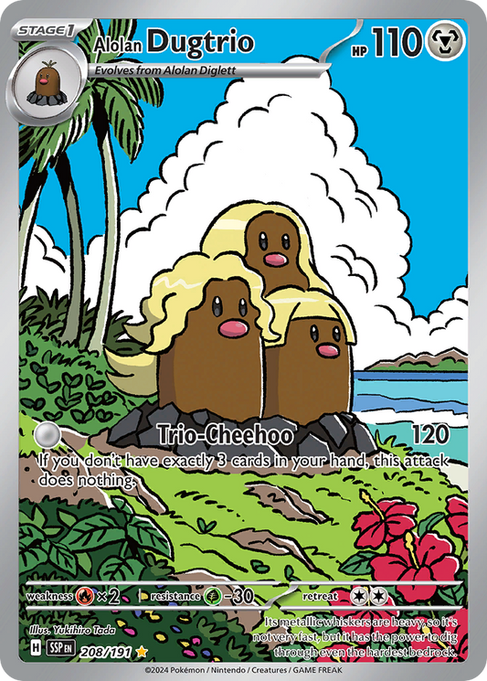 Alolan Dugtrio 208/191 Illustration Rare Surging Sparks Pokemon Near Mint