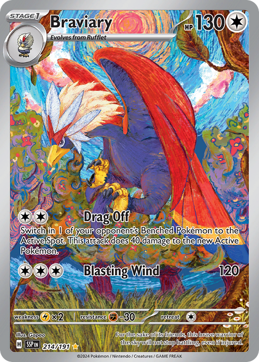 Braviary 214/191 Illustration Rare Surging Sparks Pokemon Near Mint