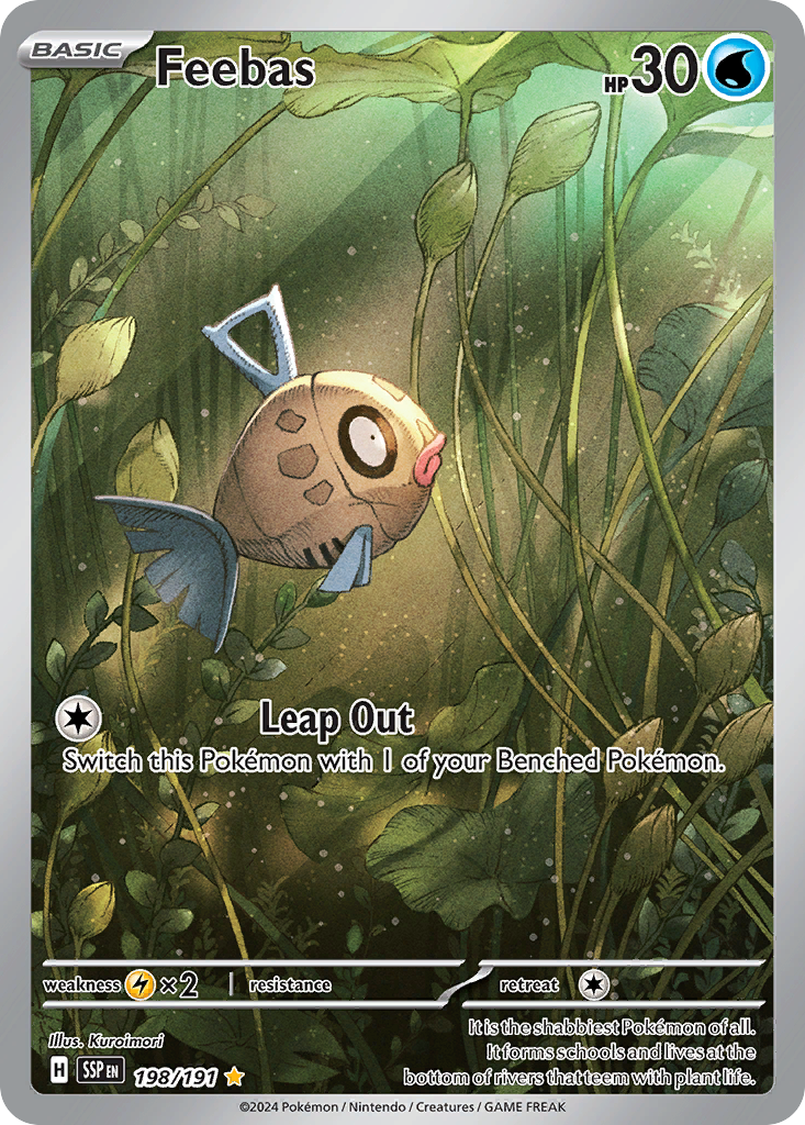 Feebas 198/191 Illustration Rare Surging Sparks Pokemon Near Mint