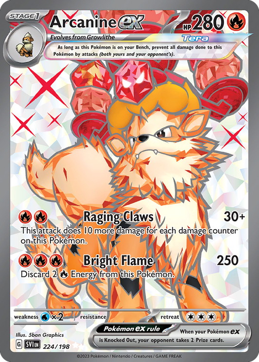 Arcanine ex 224/198 Ultra Rare Scarlet & Violet Pokemon Near Mint