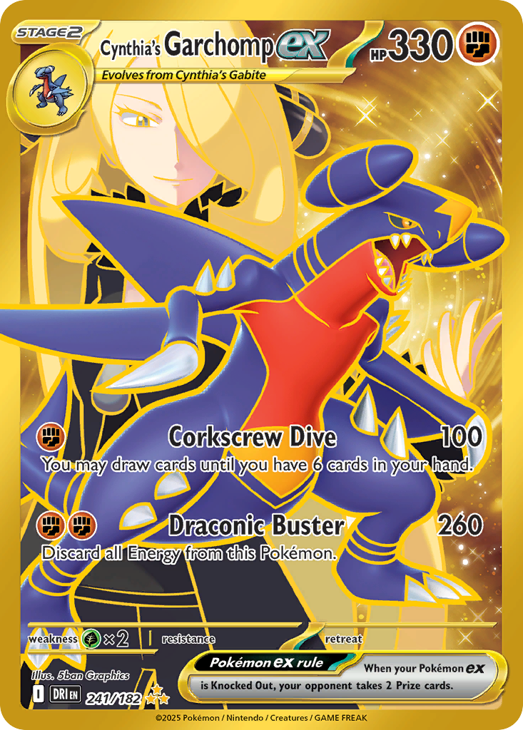 Cynthia's Garchomp ex 241/182 Hyper Rare Destined Rivals Pokemon Near Mint