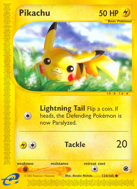 Pikachu 124/165 Common Expedition Base Set Pokemon Near Mint