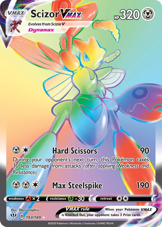 Scizor VMAX 193/189 Rainbow Rare Darkness Ablaze Pokemon Near Mint