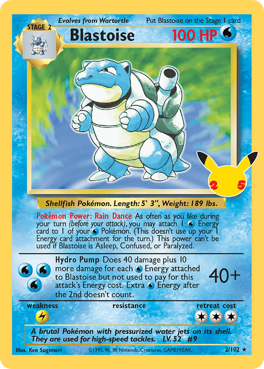 Blastoise 2/102 Classic Collection Celebrations: Classic Collection Pokemon NM