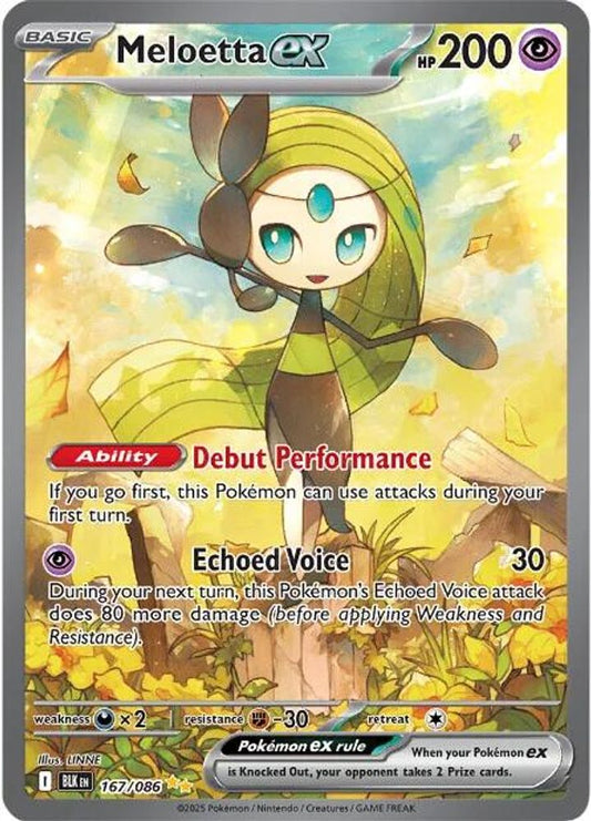 Meloetta ex 167/086 Holo Special Illustration Rare Black Bolt Pokemon Near Mint