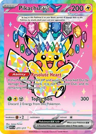 Pikachu ex 277/217 Special Illustration Rare Ascended Heroes Pokemon Holo NM