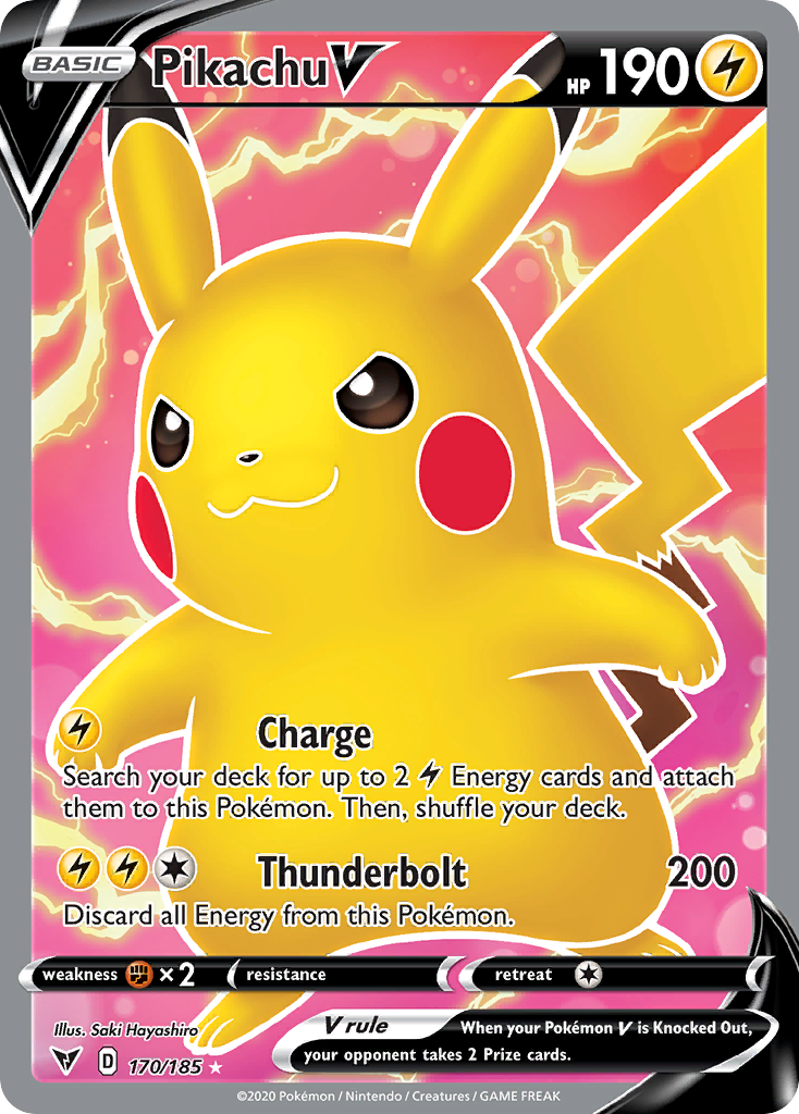 Pikachu V 170/185 Ultra Rare Vivid Voltage Pokemon Holo Near Mint