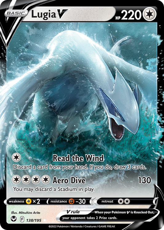 Lugia V 138/195 Holo V Rare Silver Tempest Pokemon Near Mint