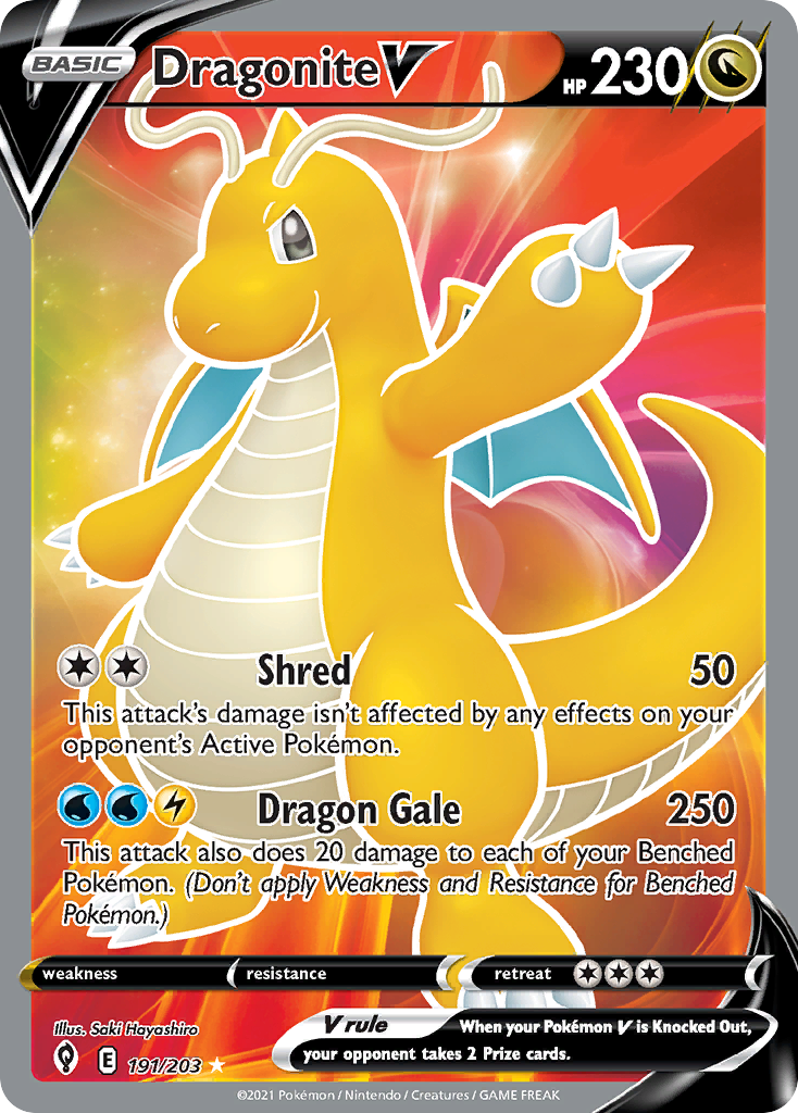 Dragonite V 191/203 Ultra Rare Evolving Skies Pokemon Holo Near Mint