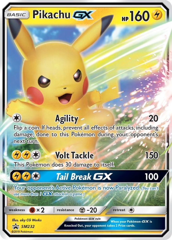 Pikachu GX - SM232 Holo Promo Sun & Moon Promo Pokemon Near Mint