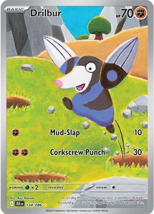Drilbur 124/086 Holo Illustration Rare Black Bolt Pokemon Near Mint