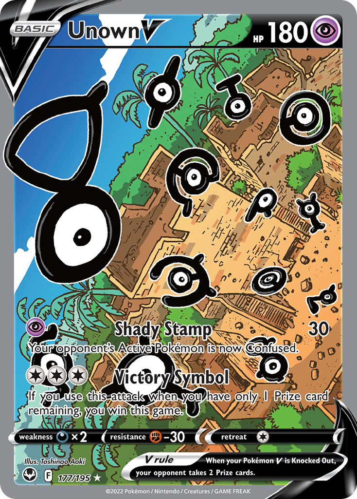 Unown V 177/195 Ultra Rare Silver Tempest Pokemon Near Mint