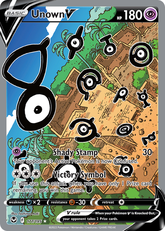 Unown V 177/195 Ultra Rare Silver Tempest Pokemon Near Mint