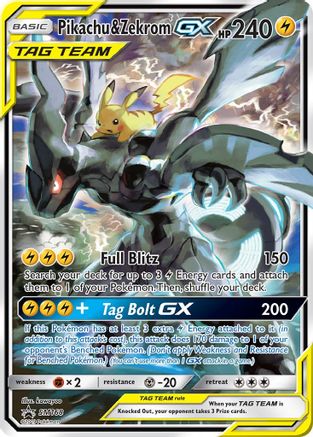 Pikachu & Zekrom GX SM168 Holo Promo Sun & Moon Promo Pokemon Holo Near Mint