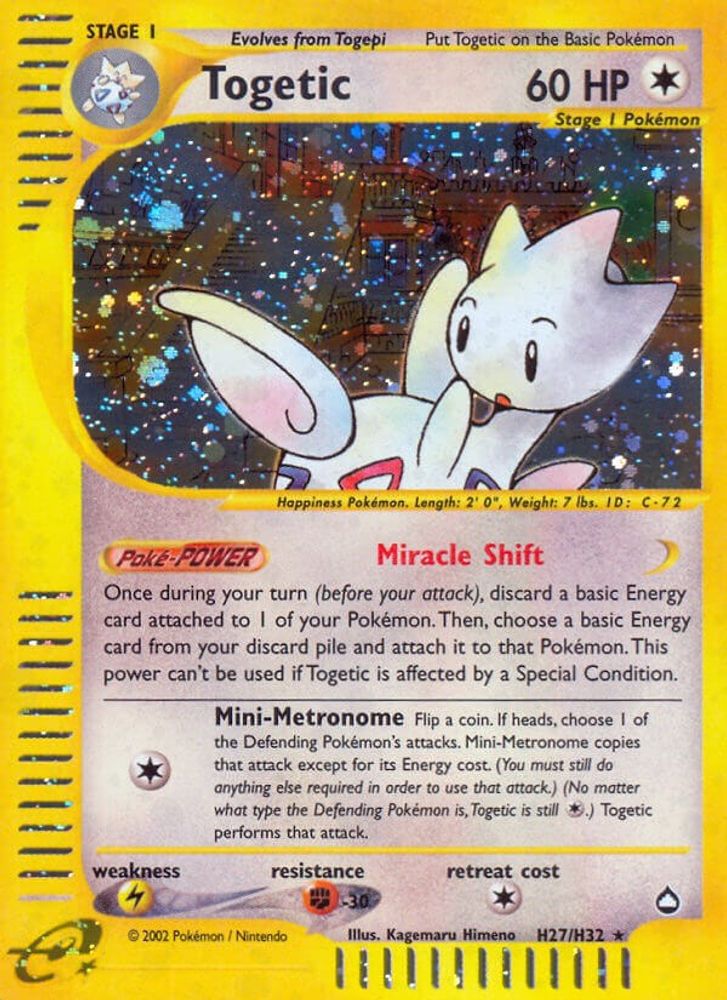 Togetic H27/H32 Holo Rare Aquapolis Pokemon Moderately Played