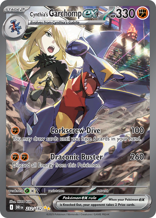 Cynthia's Garchomp ex 232/182 Destined Rivals Pokemon Holo NM