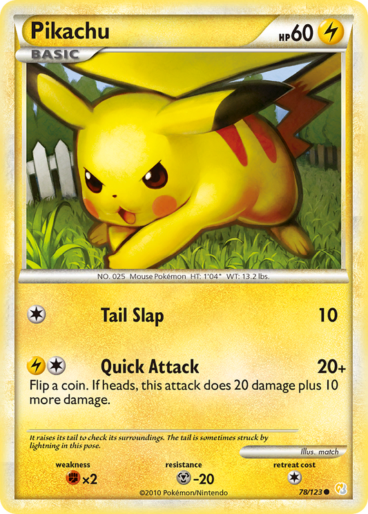 Pikachu 78/123 Common HeartGold & SoulSilver Pokemon Lightly Played