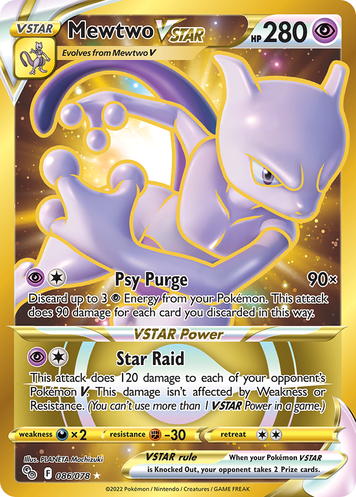Mewtwo VSTAR 086/078 Secret Rare Pokemon GO Pokemon Holo Near Mint