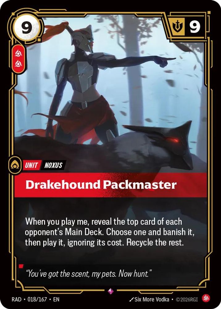 Drakehound Packmaster 018/167 Rare Radiance Riftbound Foil Near Mint