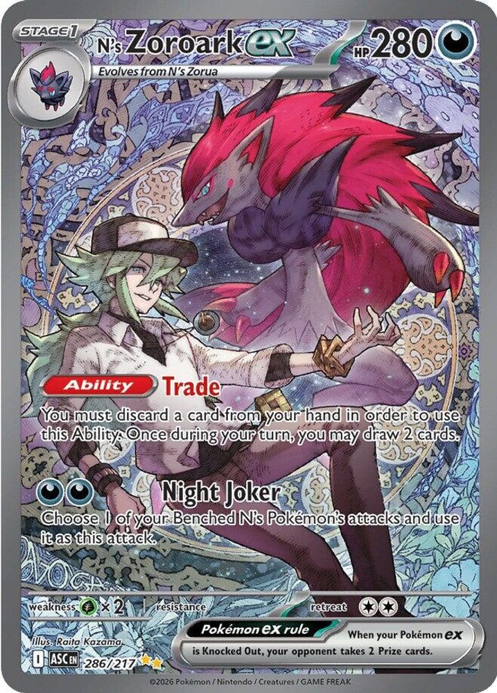 N's Zoroark ex 286/217 Special Illustration Rare Ascended Heroes Pokemon Holo NM
